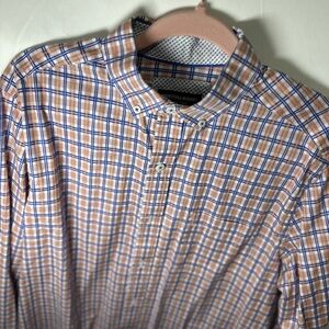 Johnston and Murphy Men's Checkered Shirt - Blue and Tan